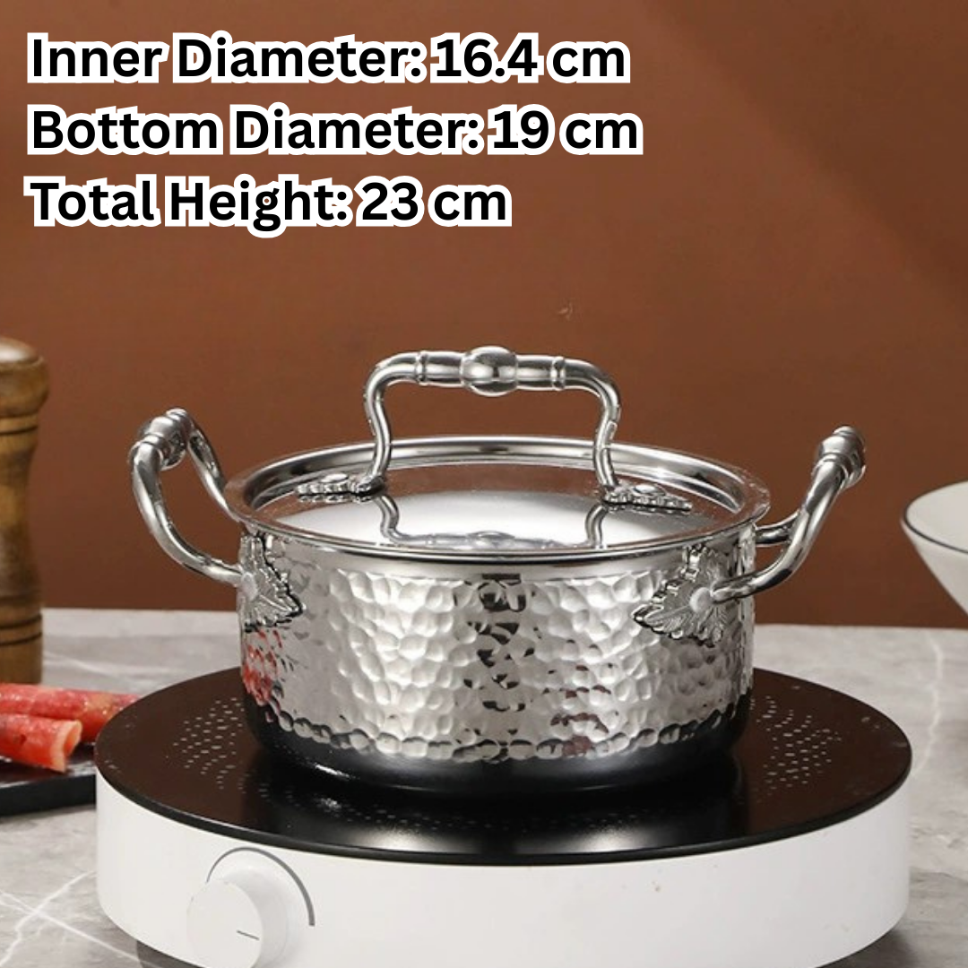 Premium Stainless Steel Hammer Pattern Hot Pot