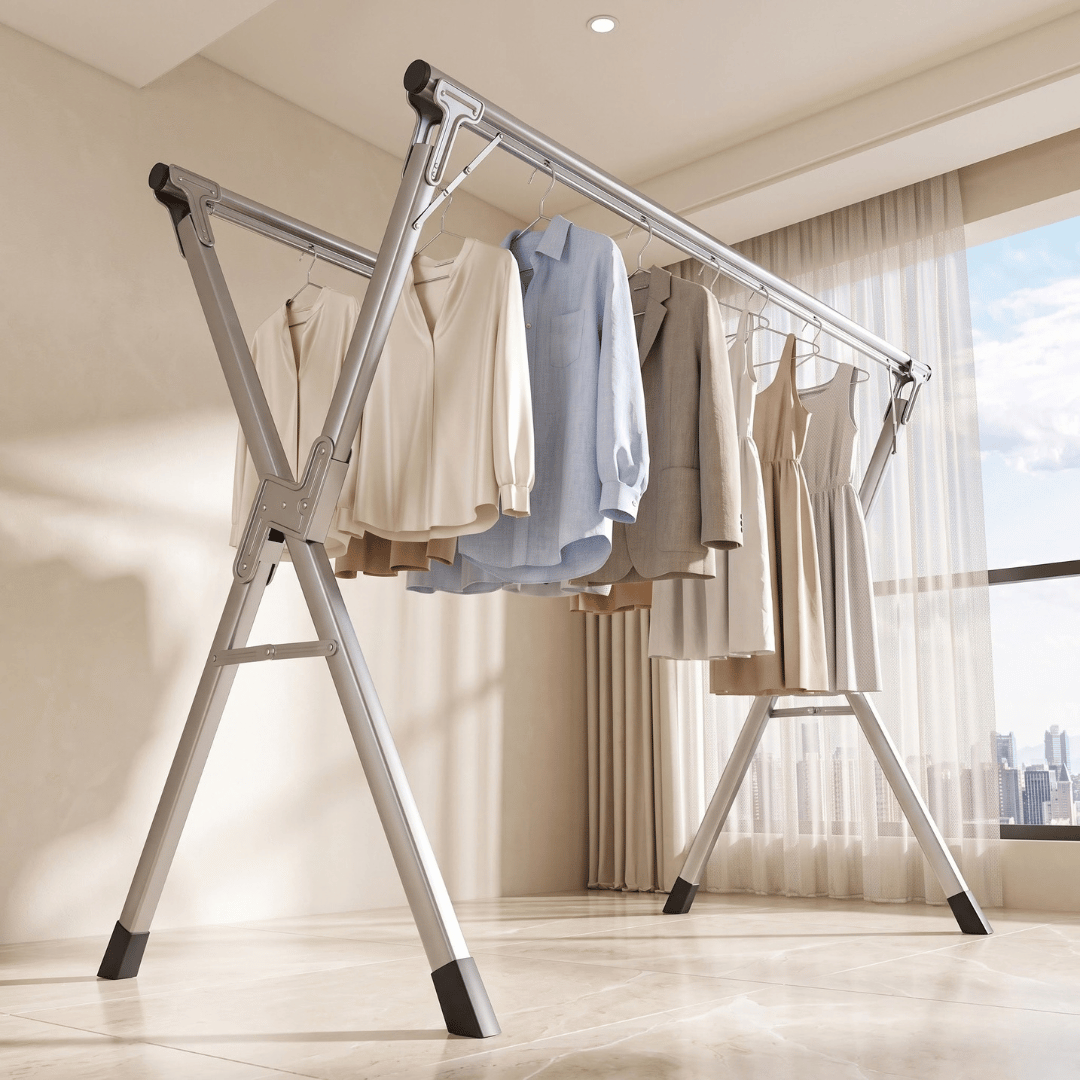 Clothes Drying Stand Portable Folding Laundry Rack Apartment Balcony
