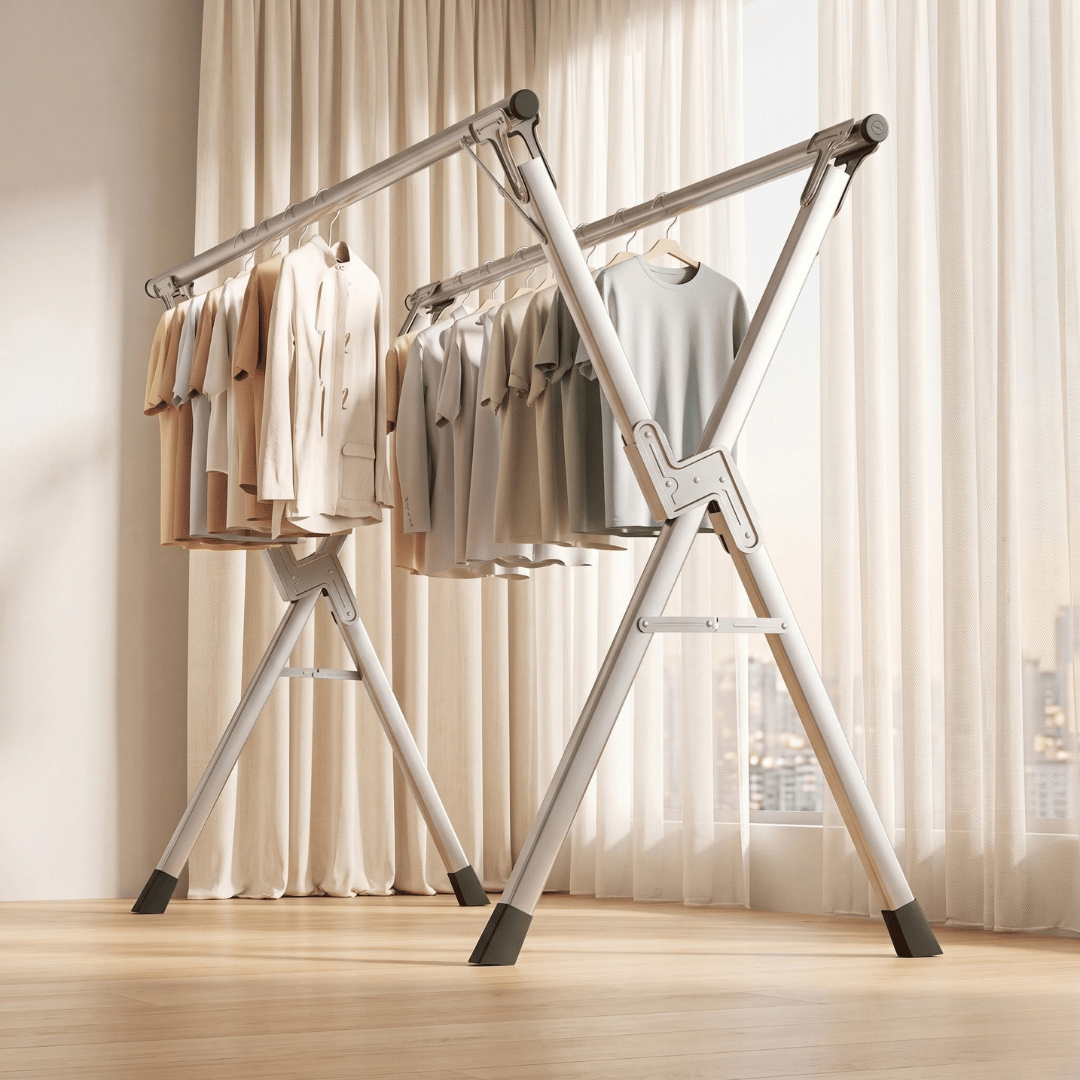 Clothes Drying Stand Portable Folding Laundry Rack Apartment Balcony