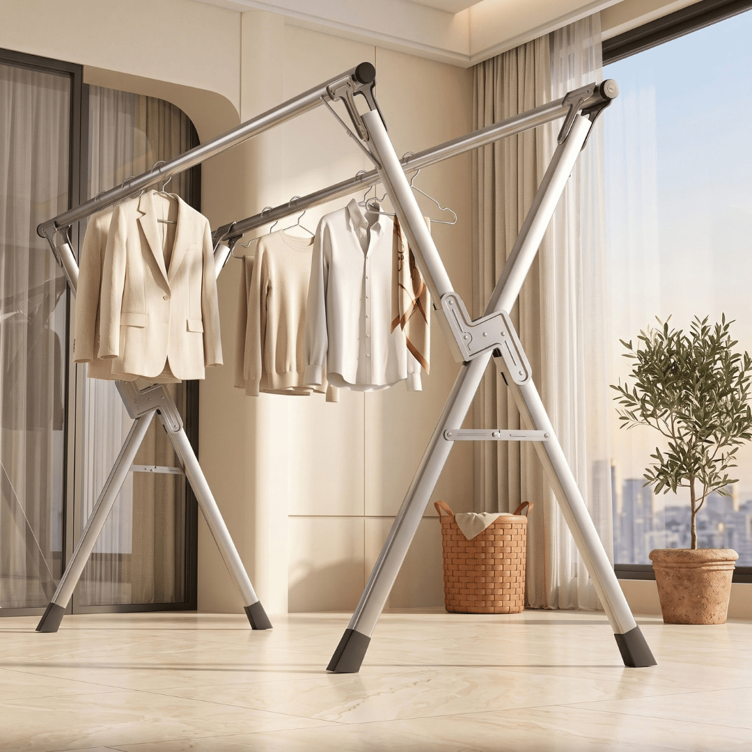 Clothes Drying Stand Portable Folding Laundry Rack Apartment Balcony