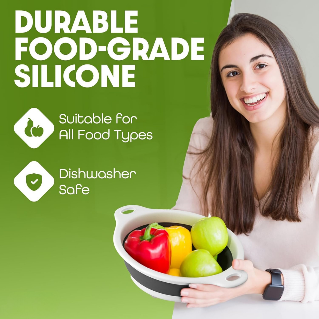 HOMERO Collapsible Colanders Space Saving Self Draining Base Set