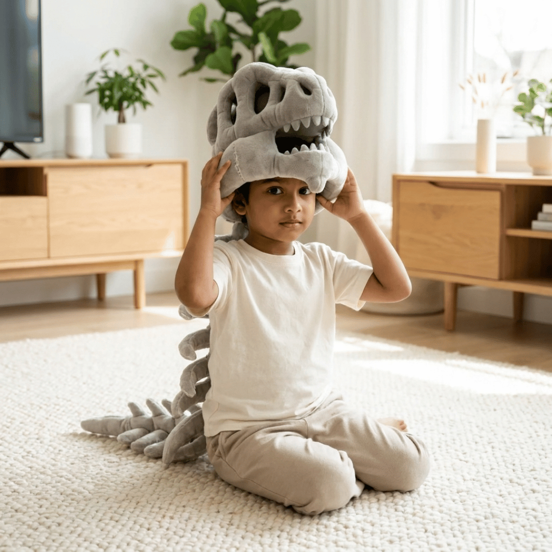 HOMERO Realistic Dinosaur Skeleton Costume with Skull Headpiece