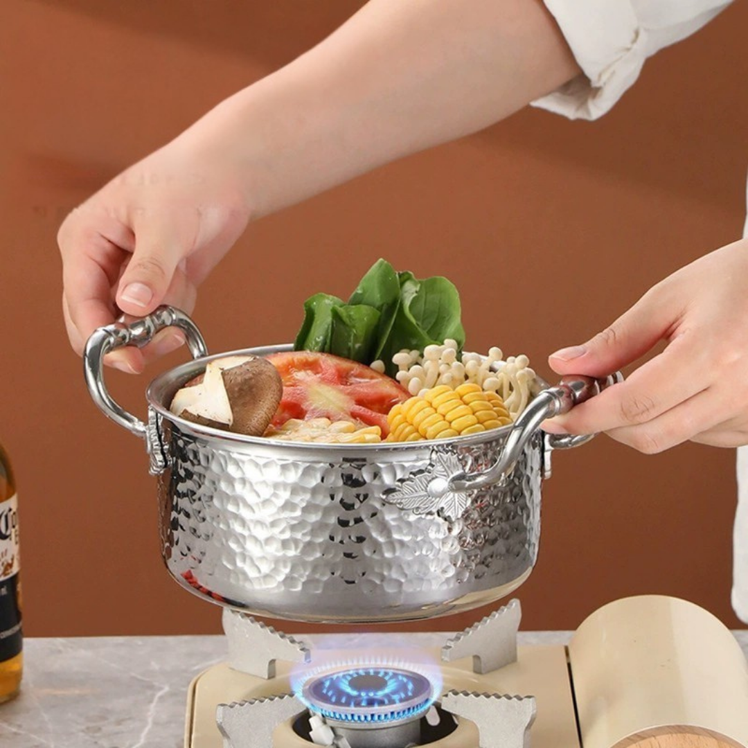Premium Stainless Steel Hammer Pattern Hot Pot