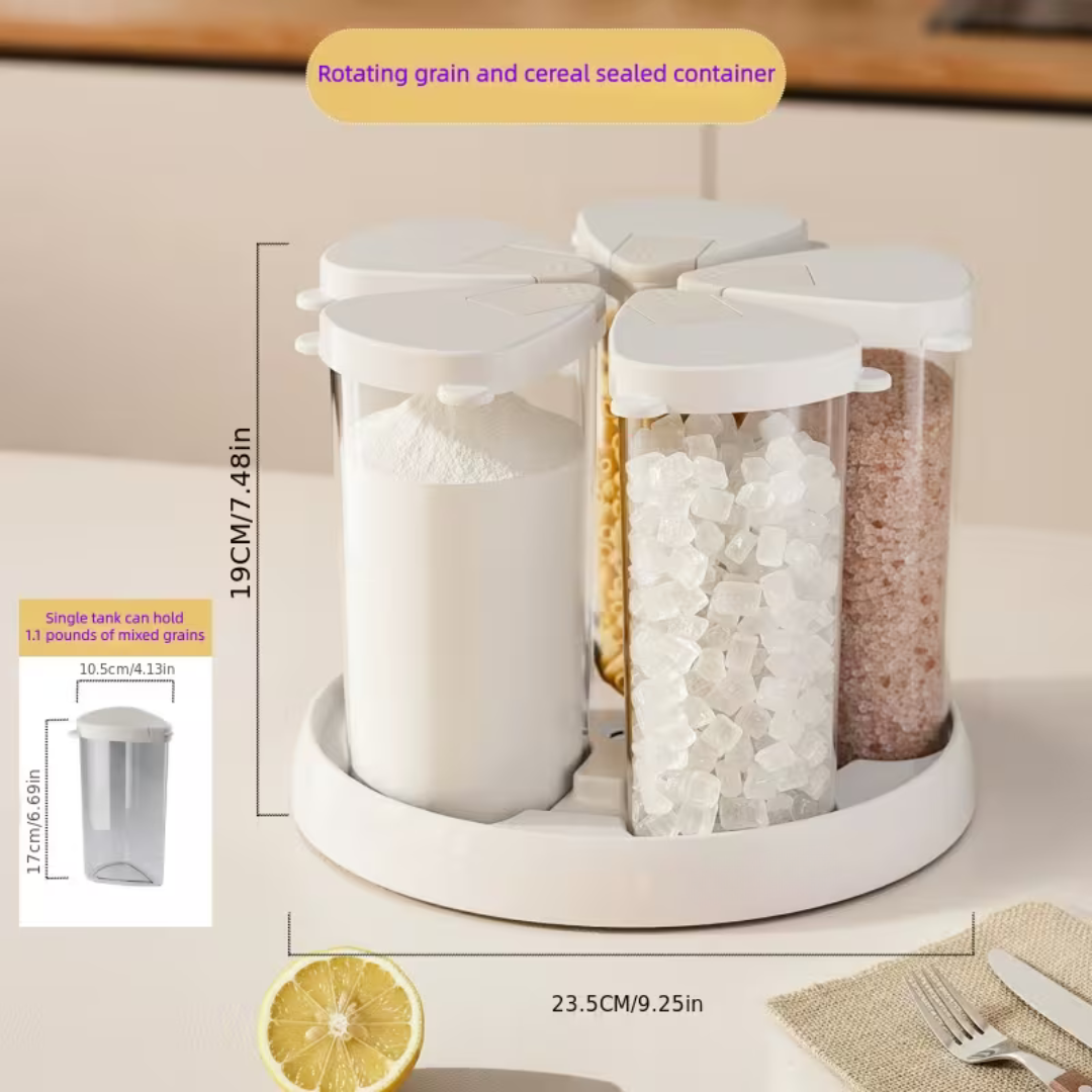 Homero 360° Rotating Base Five Grains Storage Container