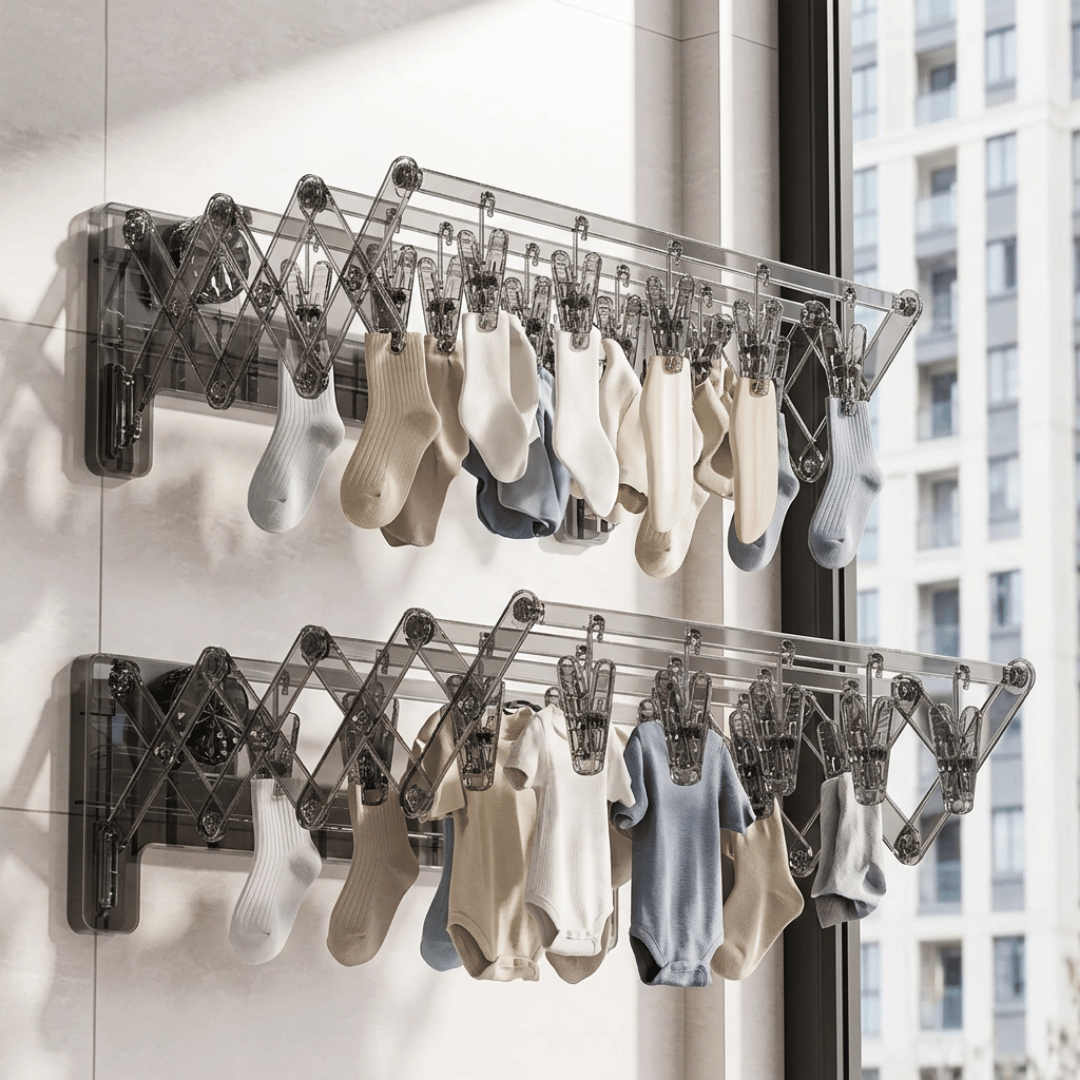 Homero Foldable Sock Drying Rack with Suction Cup Space Saving Design