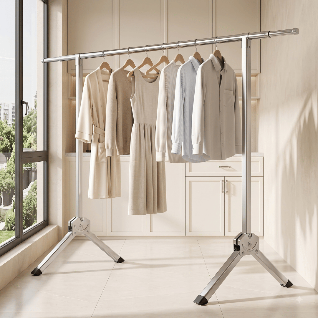 Laundry Rack Mobile Extendable Clothes Airer Stand Living Room Balcony Stainless