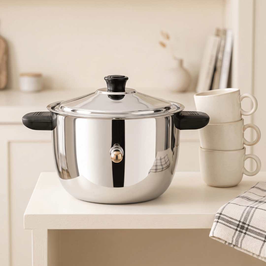 Double Wall Stainless Steel Whistling Milk Boiler