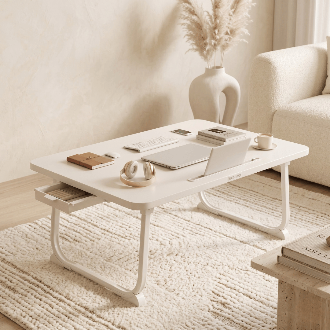 Portable Laptop Folding Bed Table with Card Slots and Drawer