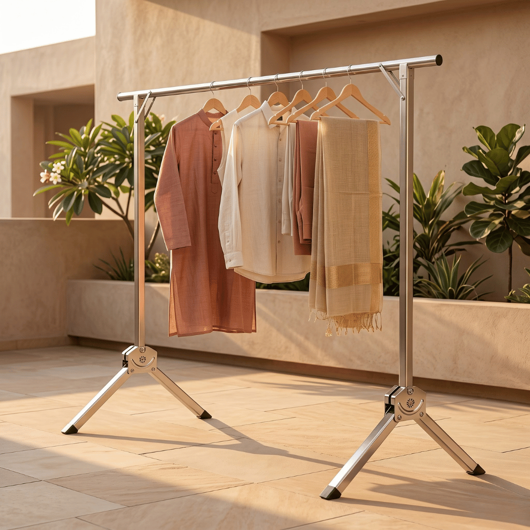 Laundry Rack Mobile Extendable Clothes Airer Stand Living Room Balcony Stainless