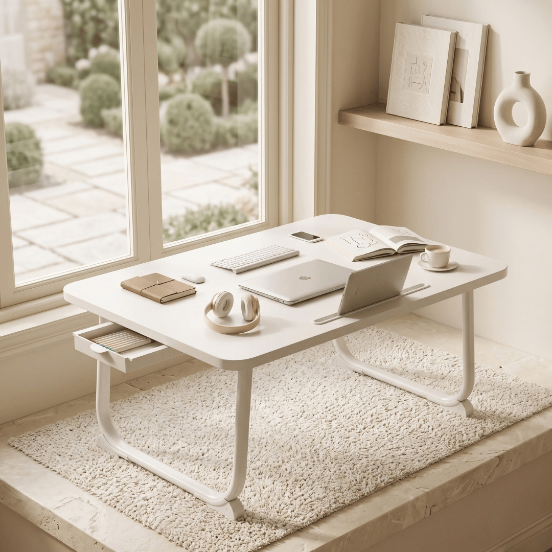 Portable Laptop Folding Bed Table with Card Slots and Drawer