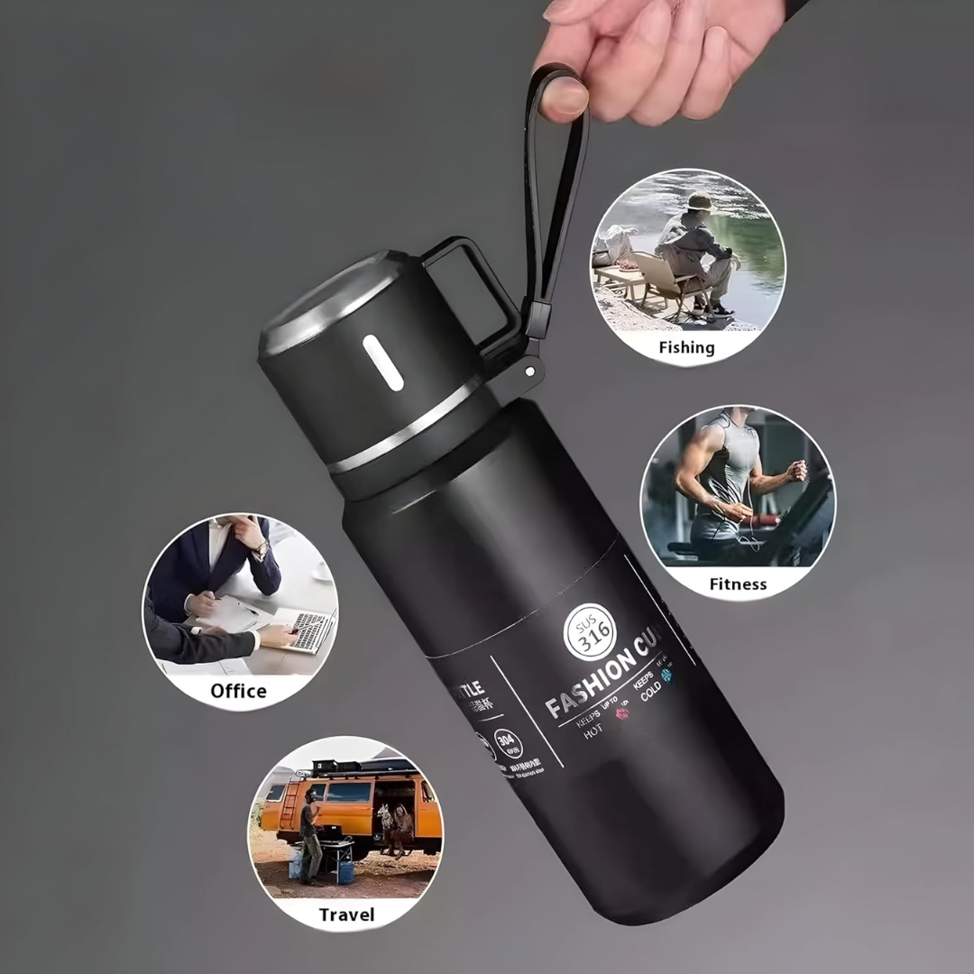 Homero Premium Stainless Steel Thermo Vacuum Flask Bottle 800ML Insulated Cup (Black)