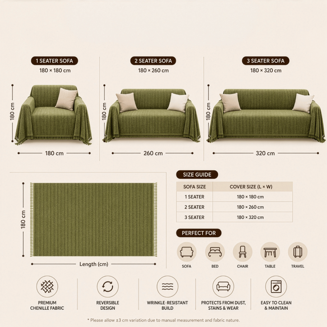 Reversible Elegant Chenille Fabric Wrinkle-Resistant Build Sofa Cover