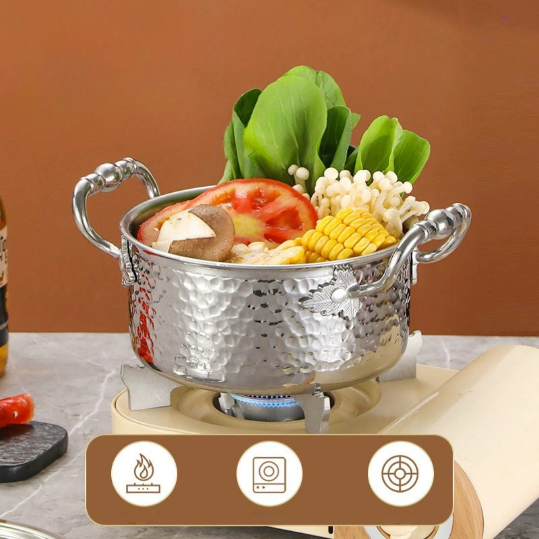 Premium Stainless Steel Hammer Pattern Hot Pot