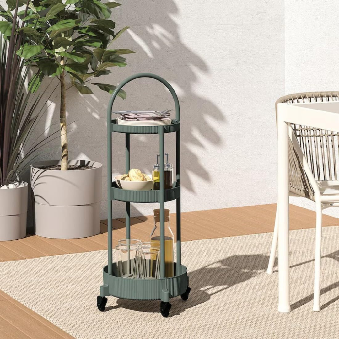 Homero Stylish 3-Tier Round Storage Trolley - 86cm