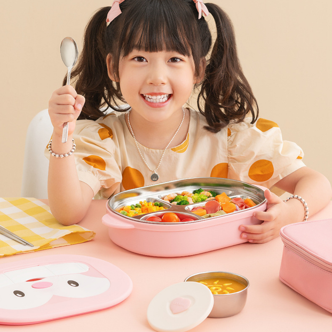 Homero 4-Compartment Cute Monkey Kids Stainless Steel Lunch Box