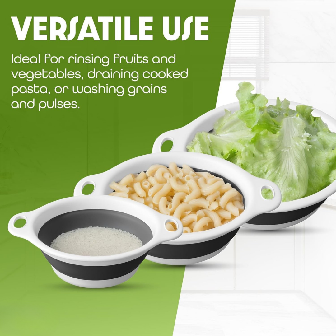 HOMERO Collapsible Colanders Space Saving Self Draining Base Set