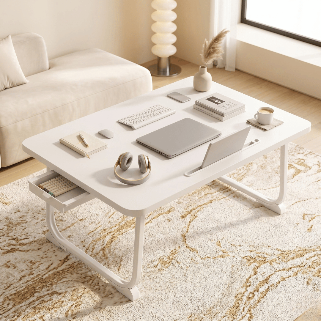 Portable Laptop Folding Bed Table with Card Slots and Drawer