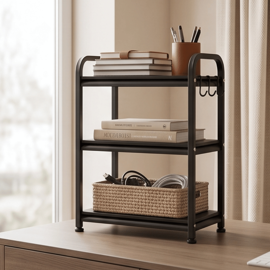 Multipurpose Metal Countertop Organizer Rack Modular Spice Shelf Standing Storage Kitchen Bathroom Pantry