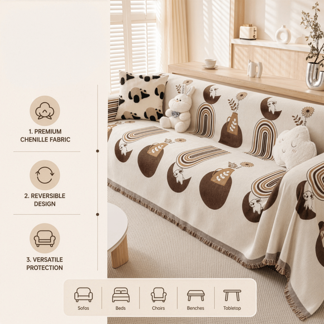 Premium Decorative Living Room Throw Blanket Chenille Sofa Cover