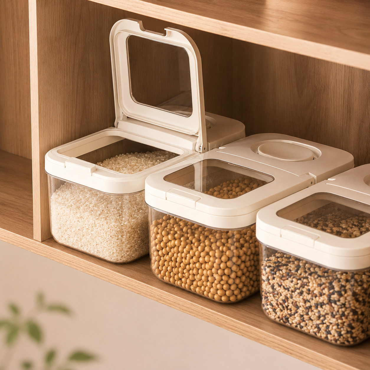 Homero Airtight Grain Transparent Window Double Seal Storage Container - 3.2L