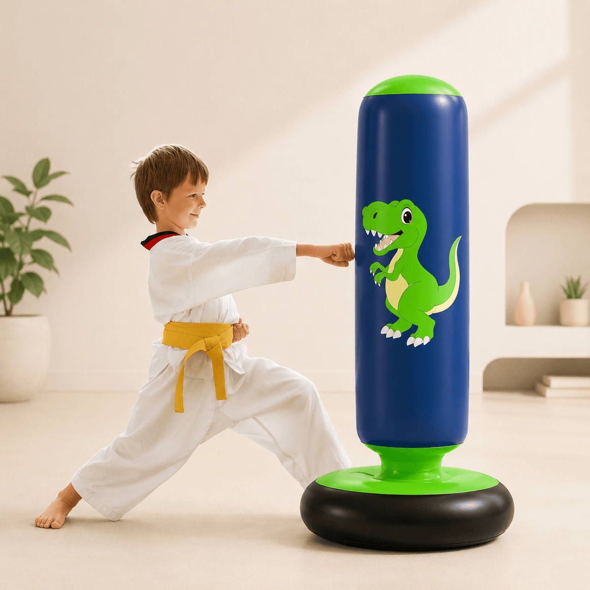 Homero Kids Inflatable Punching Bag Active Play Boxing Toy 48 Inches With Boxing Gloves
