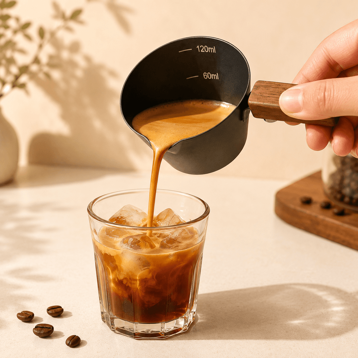 Homero Stainless Steel Espresso Shot Cup with Wooden Handle