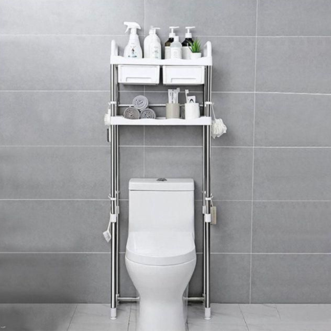HOMERO Multi-layer Bathroom Over Toilet Storage Rack with Drawer Hooks