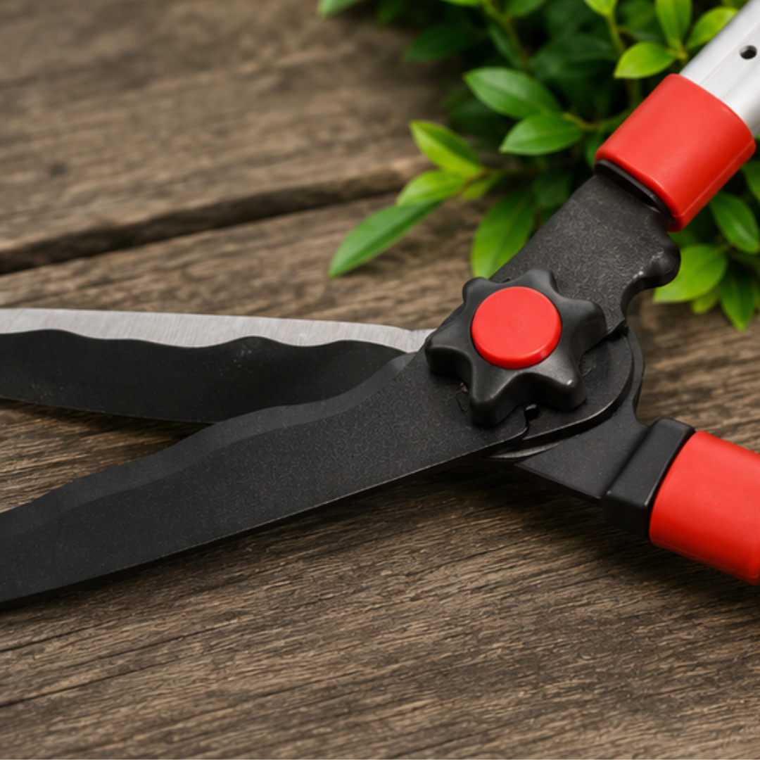 Heavy Duty Extendable Garden Hedge Shears with Wavy Steel Blade