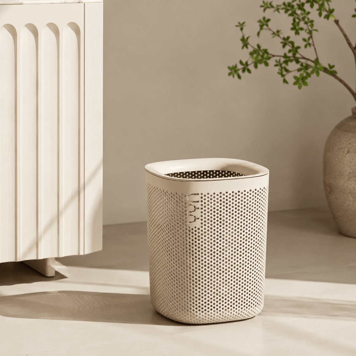 HOMERO Air Flow Modern Household Trash Can (18L, CREAM)
