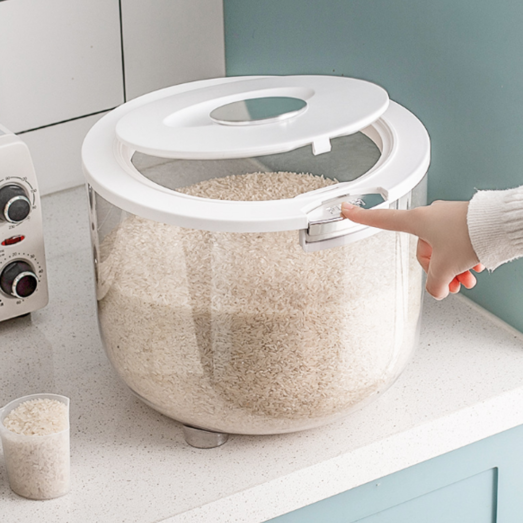 Homero Large Capacity Transparent Rice Container with One-Click Lid