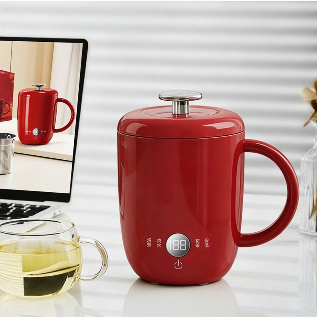 Portable Electric Water Heating Cup with Tea Infuser - 600ml Capacity