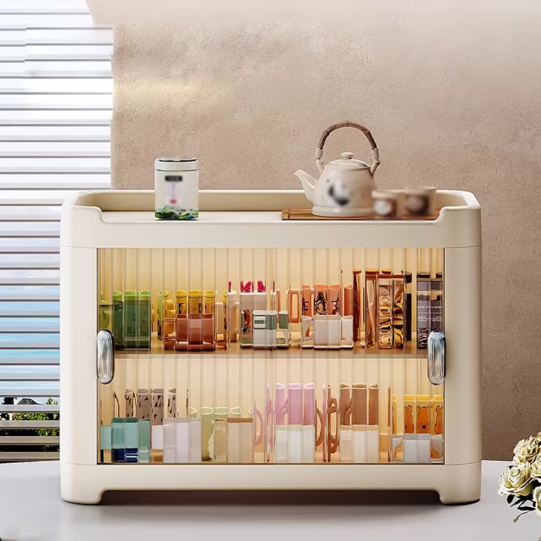 Multi Purpose Storage Cabinet with Transparent Sliding Door
