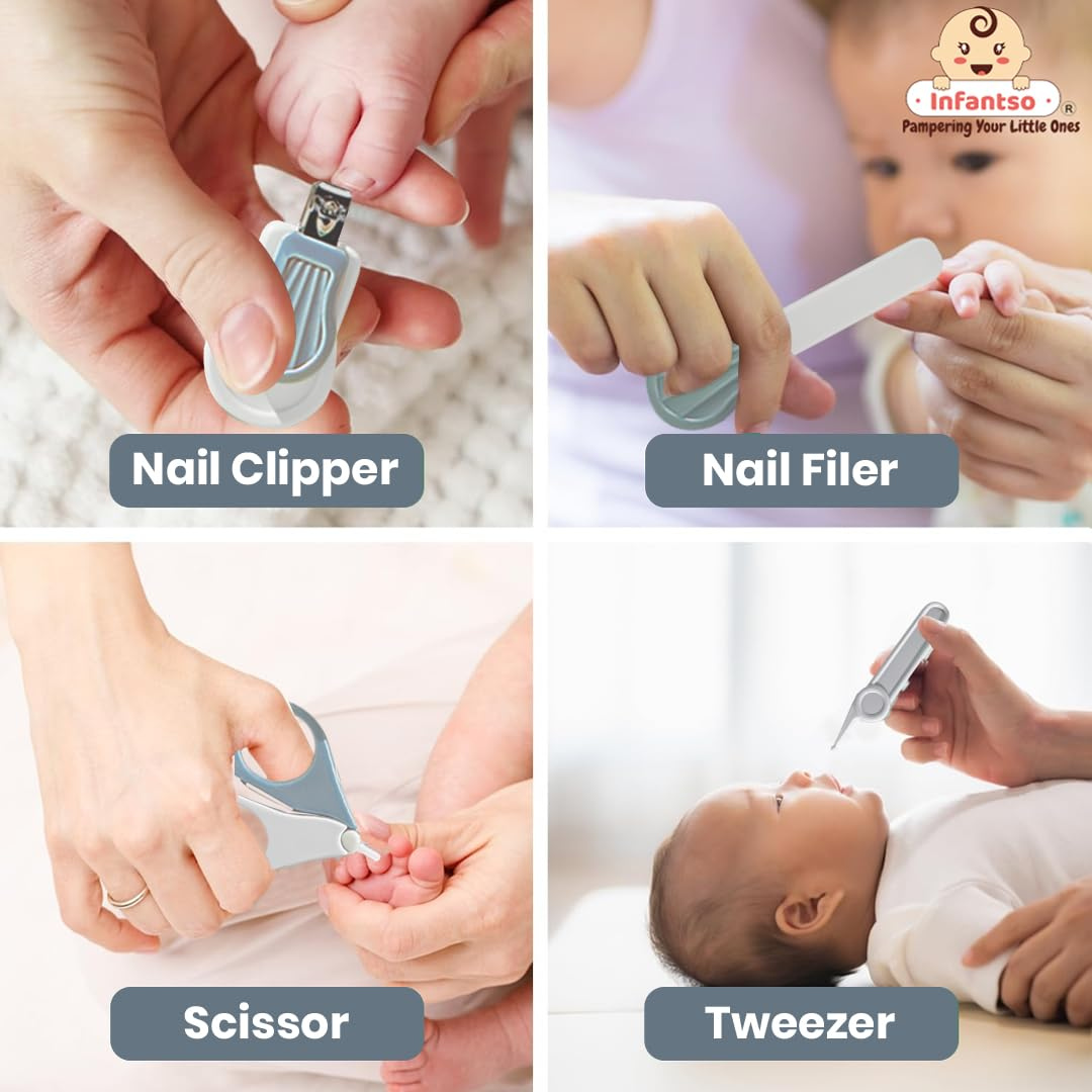 4-in-1 Baby Grooming Kit with Nail Clipper Scissor Filer Tweezer