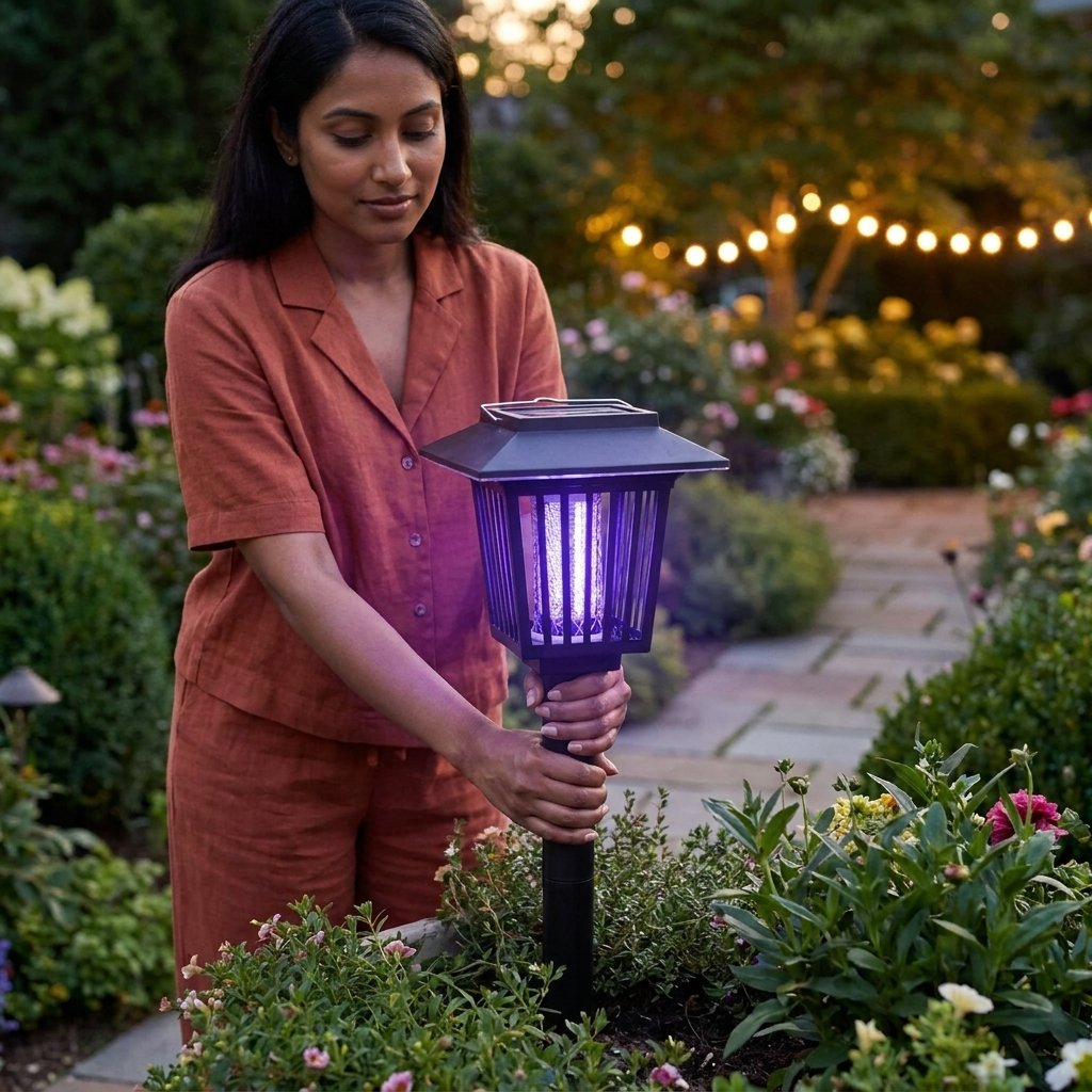 Dual Mode Solar Mosquito Killer Garden Waterproof UV Lamp