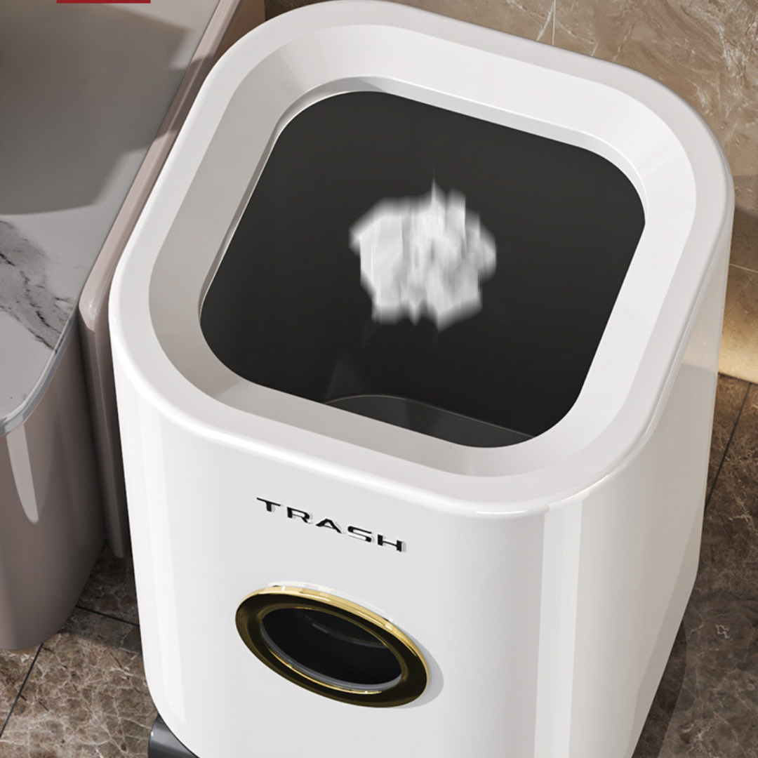 Press Open Rolling Trash Bin with Lid 360° Wheels