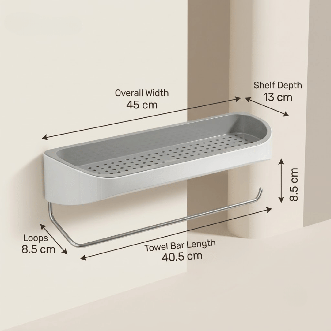 Wall Mounted Bathroom Organizer With Drainage Rack & Guardrail