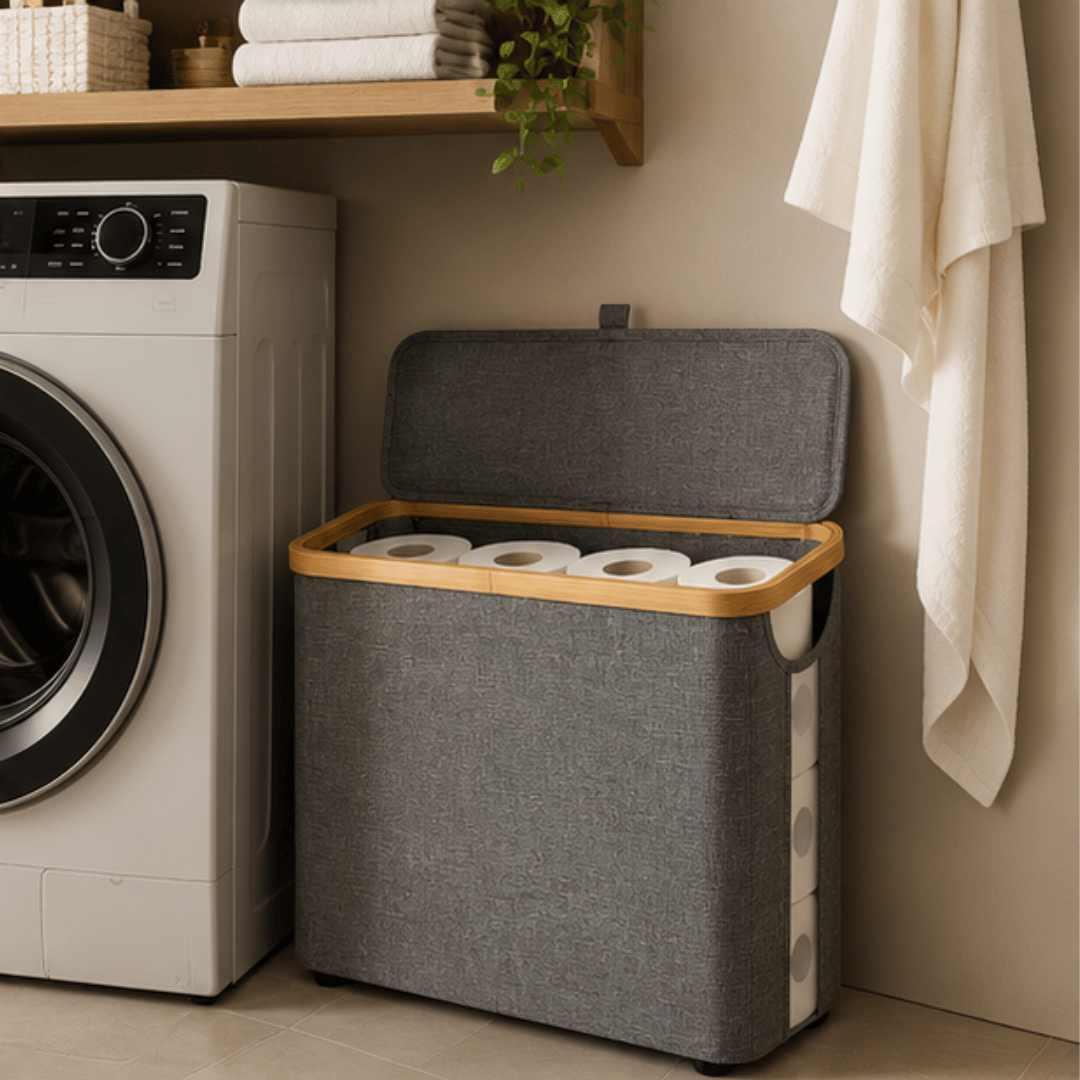 Multipurpose Waterproof Toilet Paper Organizer Basket with Lid