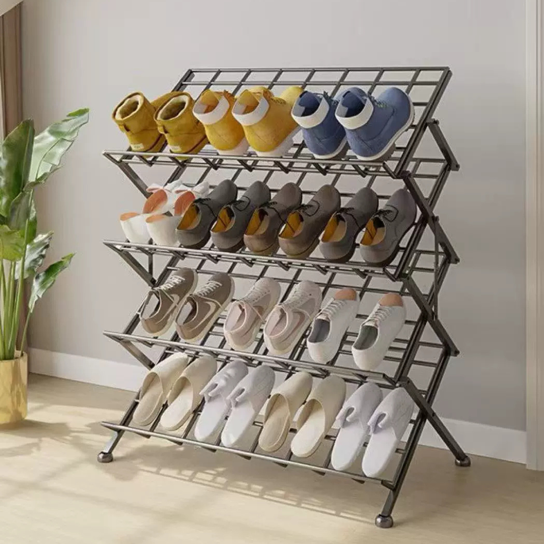 4 Tier Folding Multipurpose Metal Shoe Rack