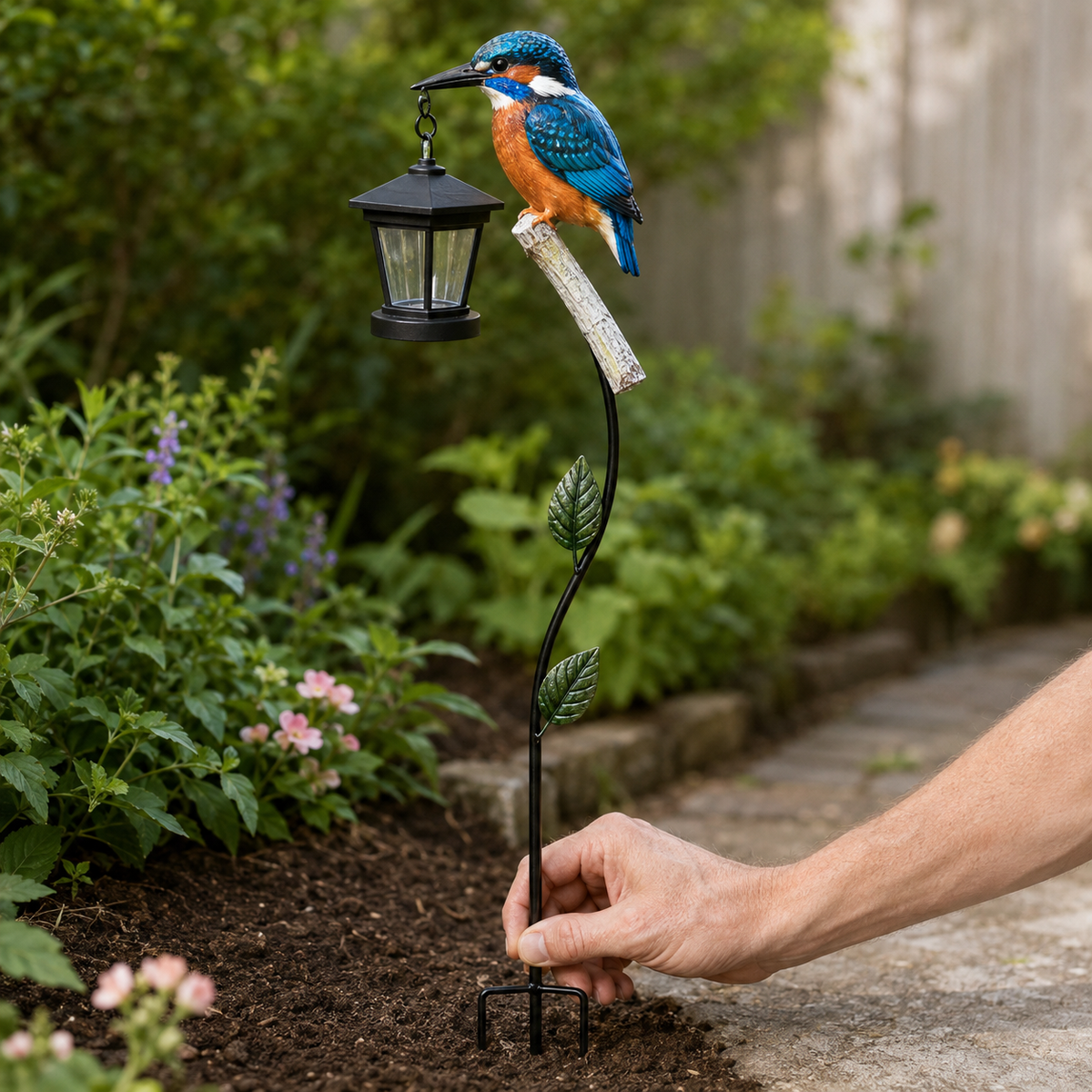 Decorative Outdoor Solar Kingfisher Garden Lantern