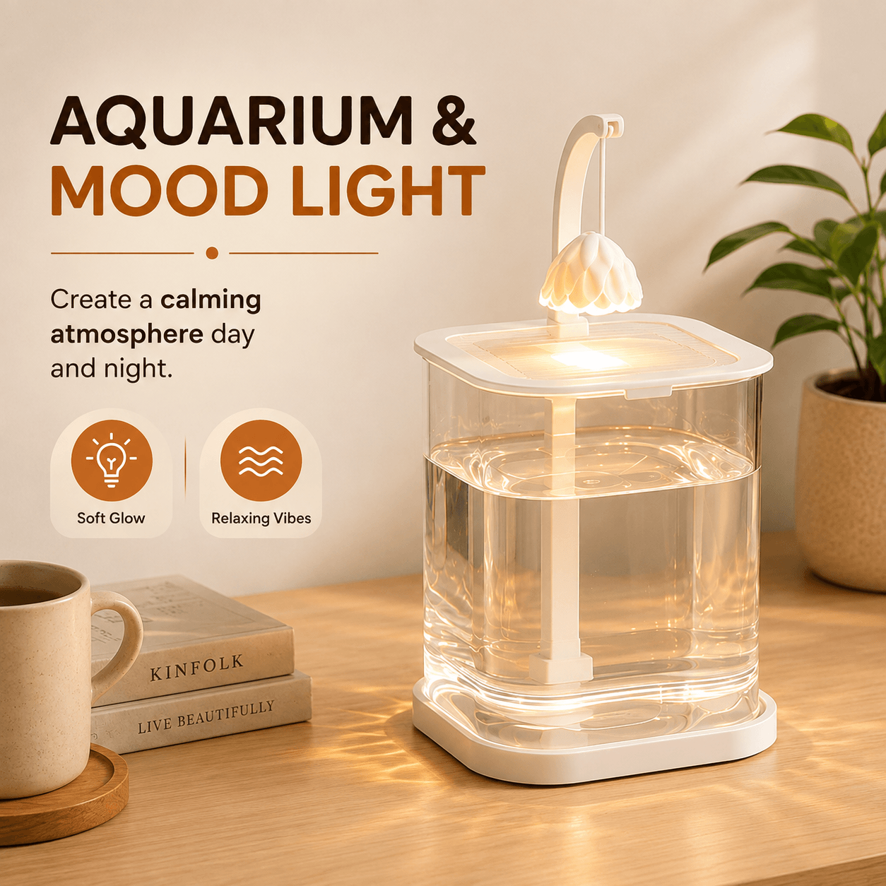 Homero Multi-Functional Ice Crystal Desktop Aquarium Setup with Lamp