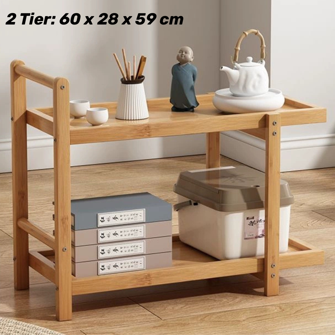 Multipurpose Bamboo Utility Cart Mobile Storage Organizer