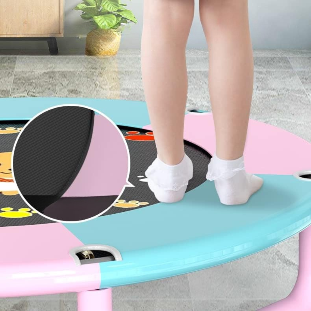 HOMERO Large Space Kids Trampoline with Safety Net and Adjustable Bar - 5FT