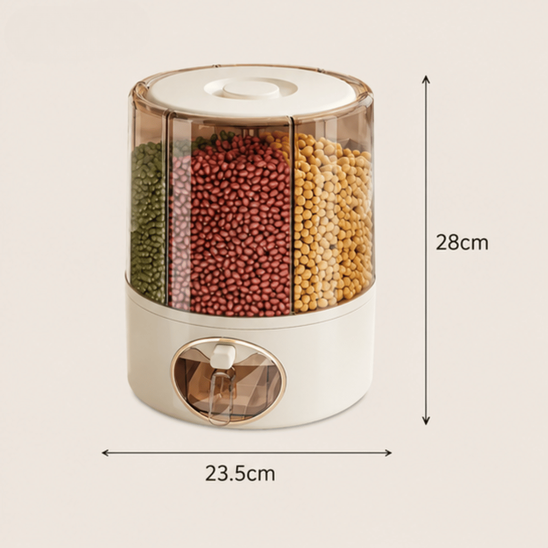 360° Rotating Six Section One Press Grain Storage Container