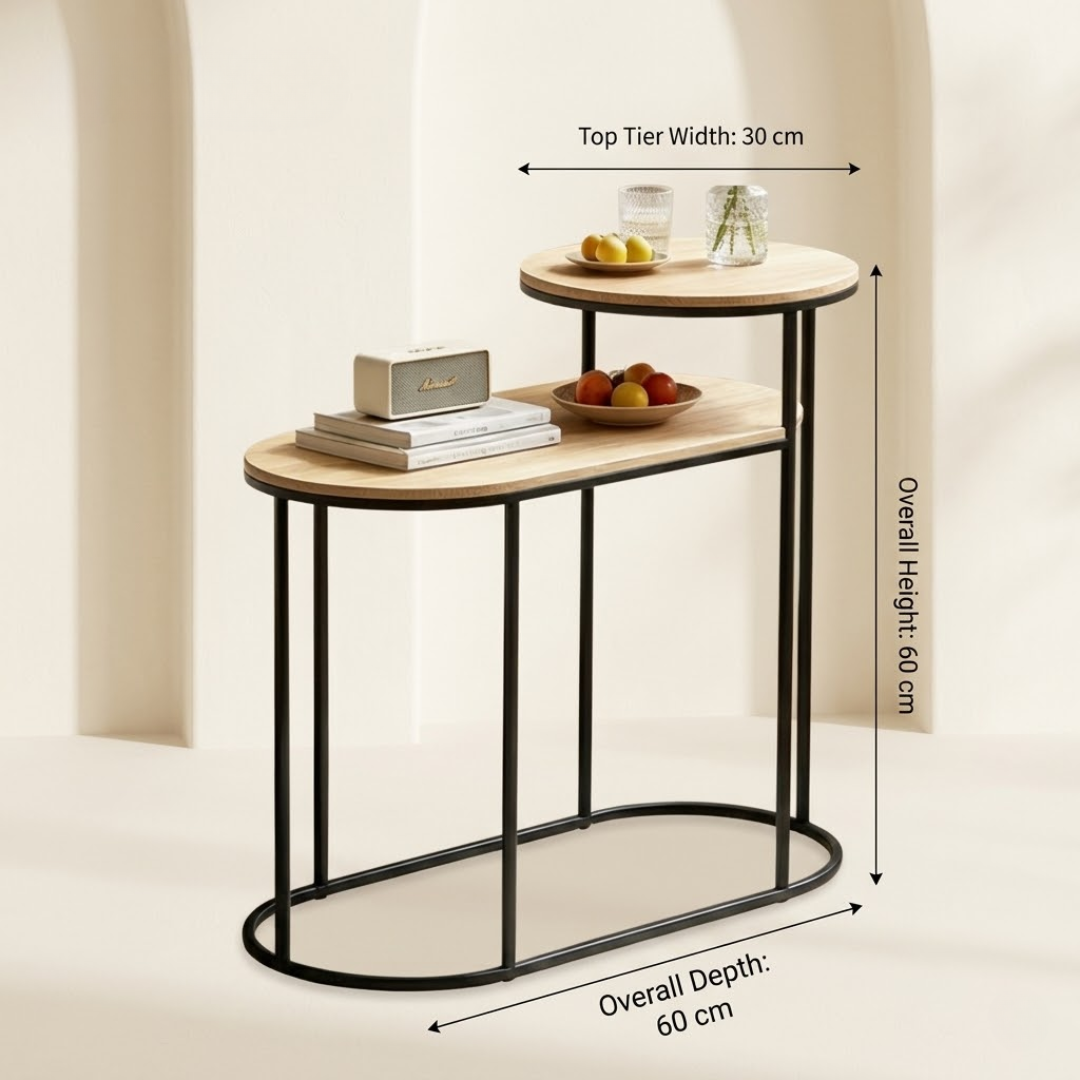 2 in 1 Modern Space Saving Two Tier Side Table