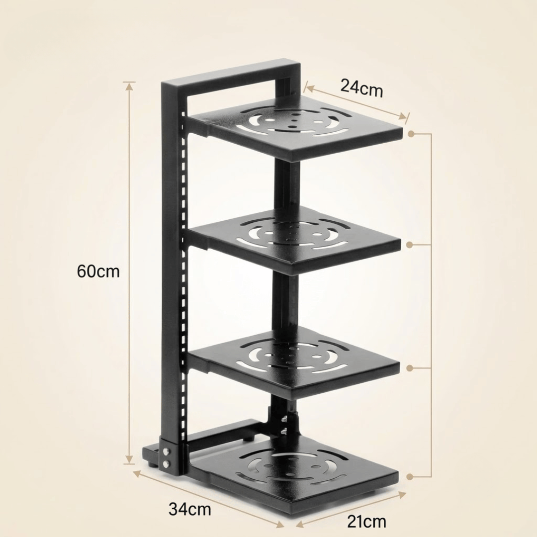 Heavy Duty 4 Tier Adjustable Cookware Storage Rack Pot Pan Organizer