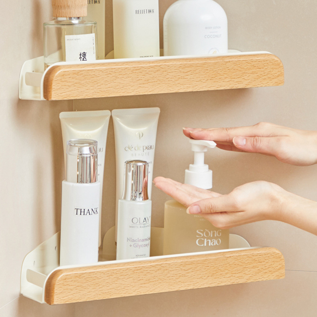 Premium Wood Bathroom Corner Storage Organizer