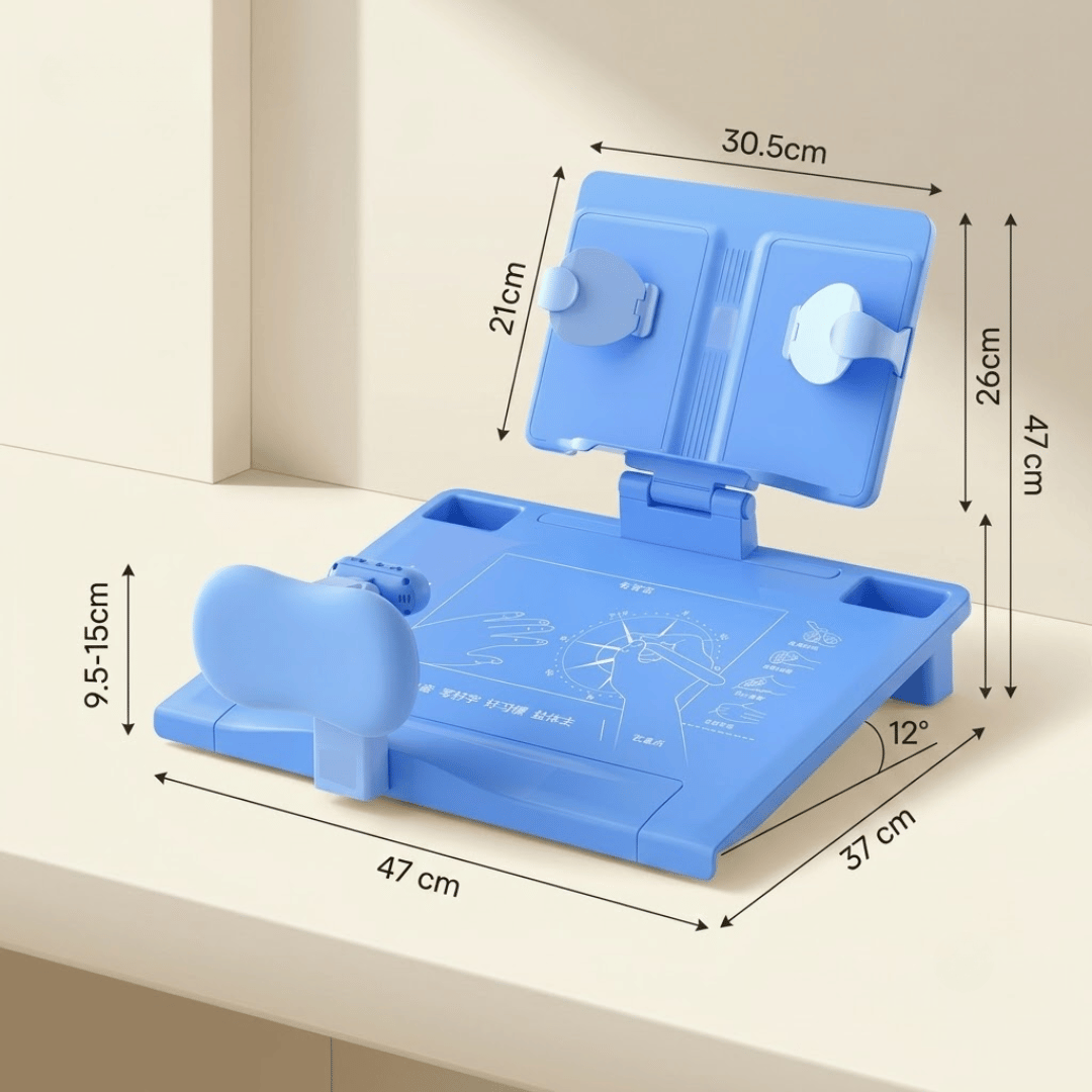 Kids Adjustable Posture Support Reading Stand Writing Board with Storage Compartments