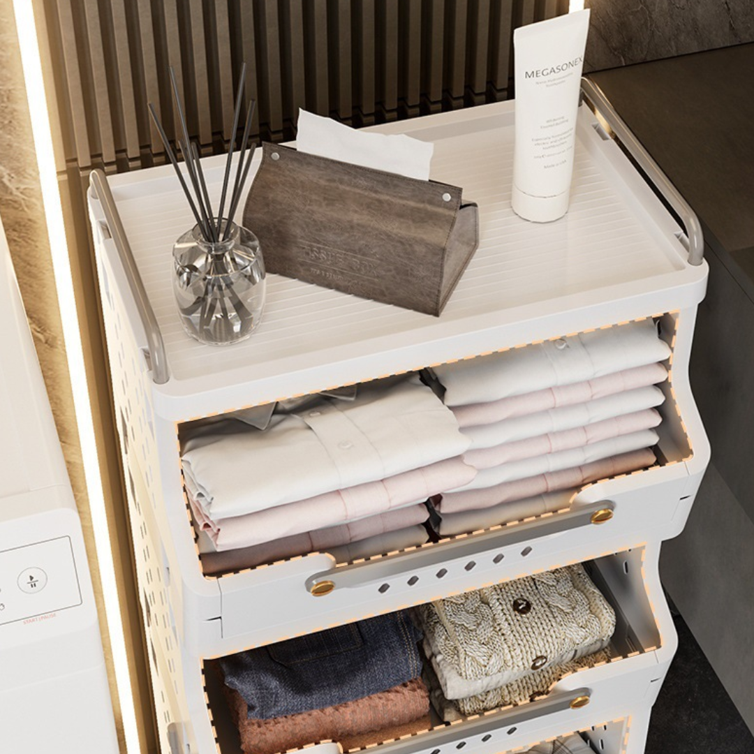 HOMERO 4 Layer Foldable Storage Cart with Wheels for Home & Kitchen