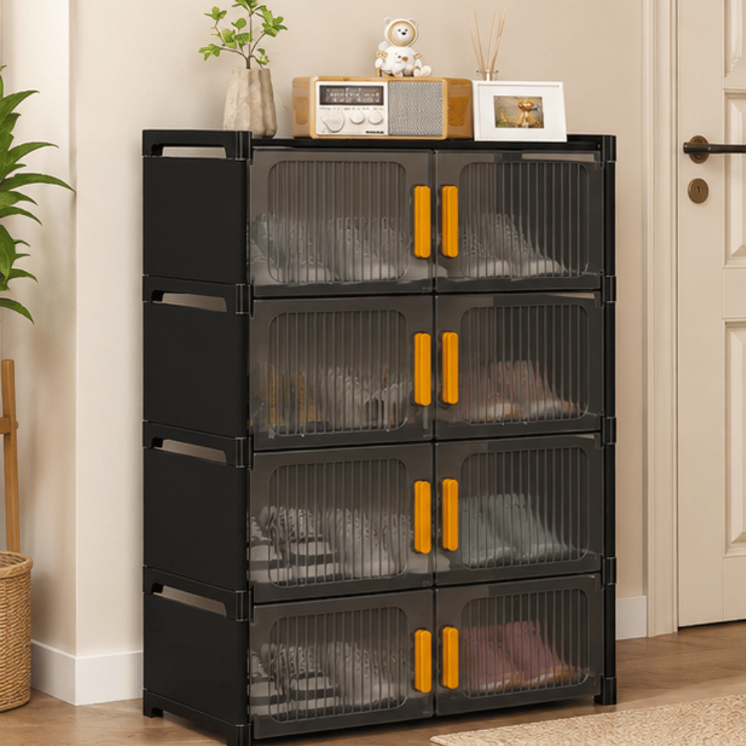 Modern Four Layer Double Door Shoe Storage Cabinet