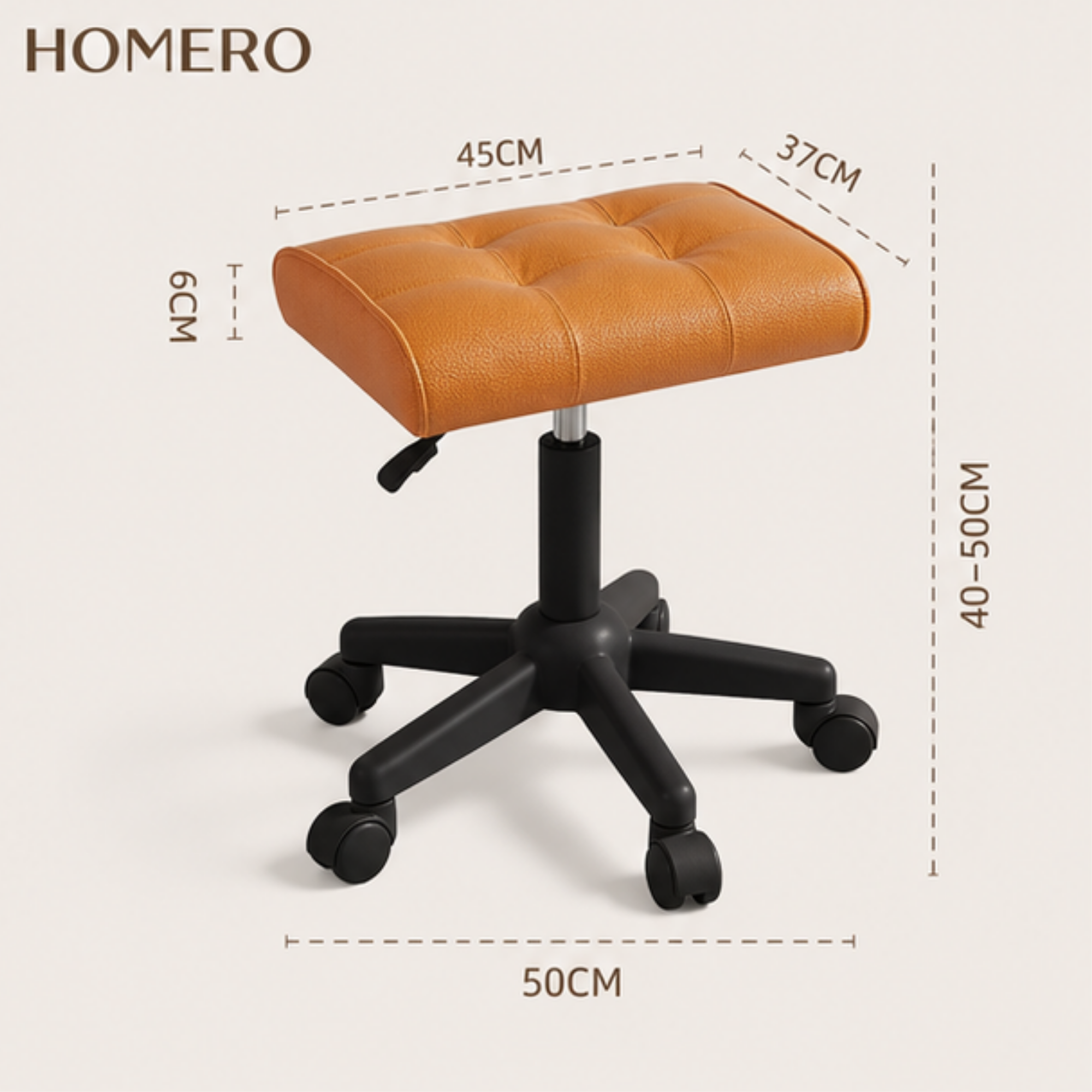 Adjustable Leather Footrest Stool with Thick Cushion